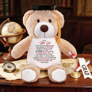 Memorial Graduation Bear Personalized Gift For Daughter From Heaven Daddy Guardian Angel Message Stuffed Teddy Bear Class of 2026 Keepsake