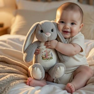 My First Easter 2026 Bunny Personalized Stuffed Animal Baby Girl Custom Name Plush Toy Long Ear Rabbit Newborn Gift Easter Basket Stuffer