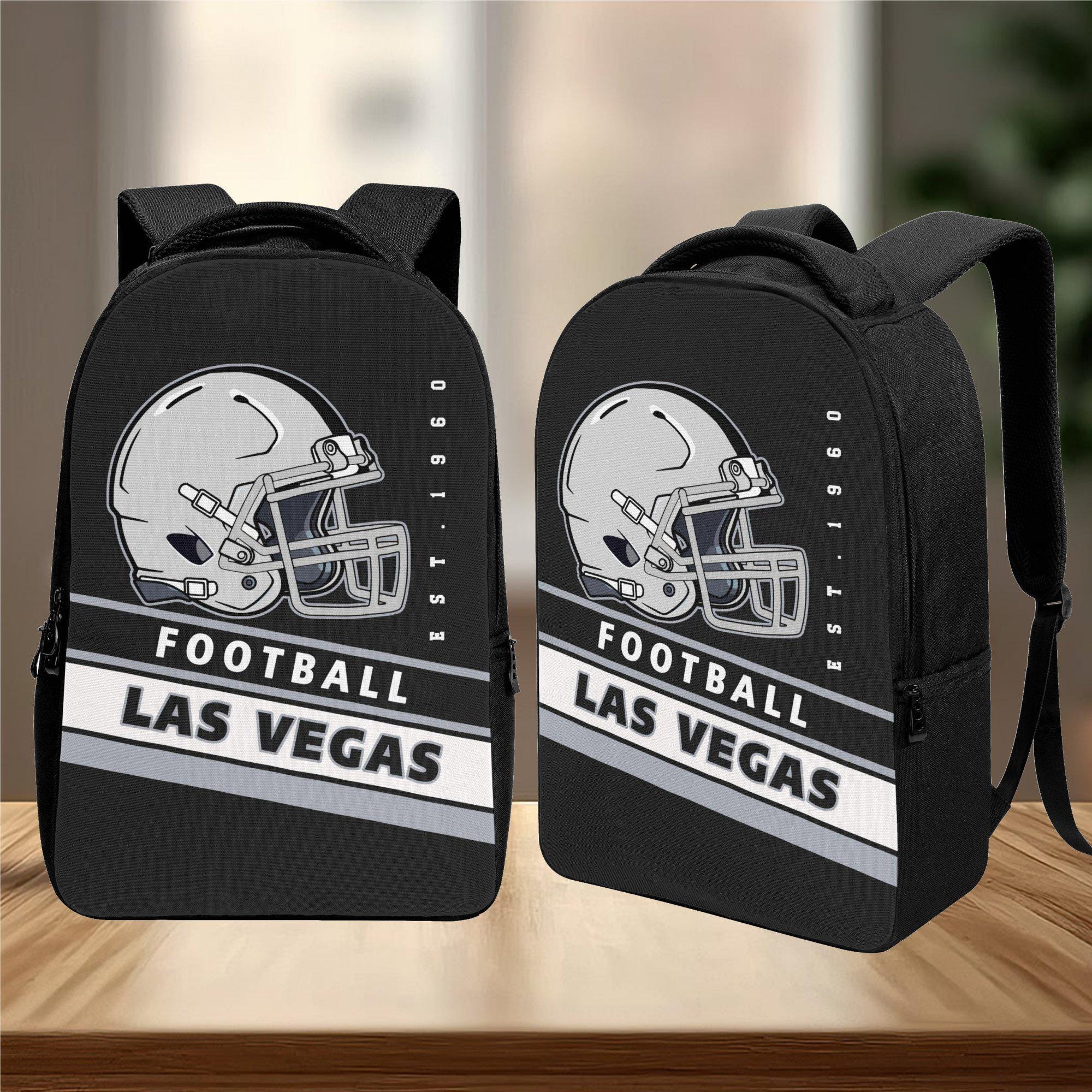 Discover Las Vegas Football Laptop Backpack Black Gray Sports Fan Gift Men Travel Bag Durable School Bookbag Teen Boy Christmas Gift City Pride