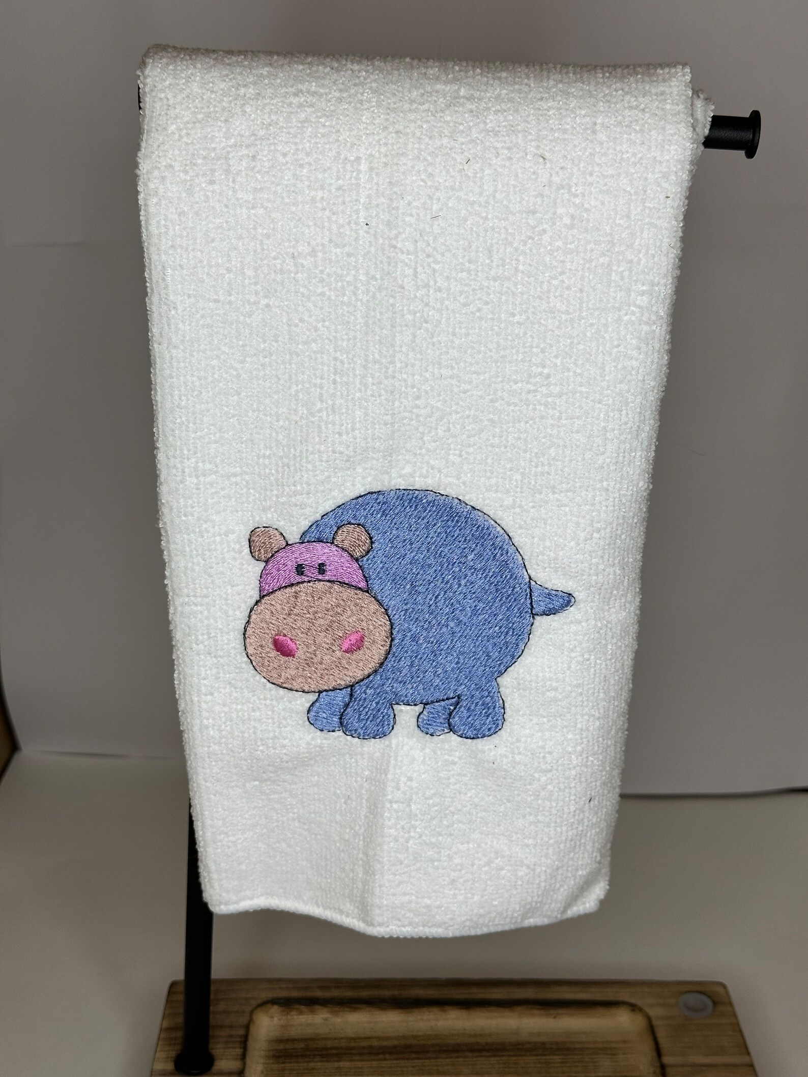 Hippo Microfiber Hand Towel Embroidered Hand Towel Animal Hand Towel Etsy