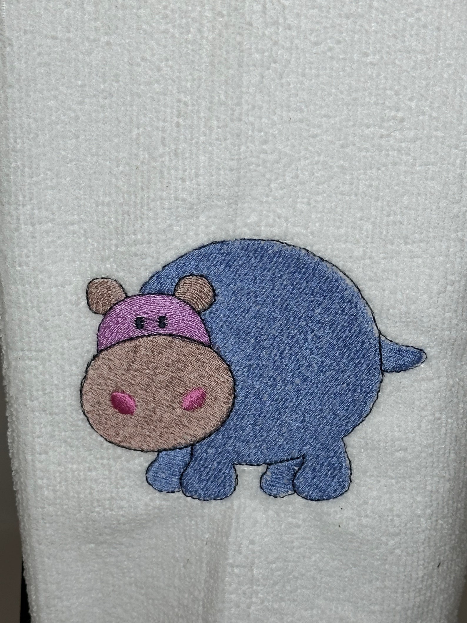 Hippo Microfiber Hand Towel Embroidered Hand Towel Animal Hand Towel Etsy