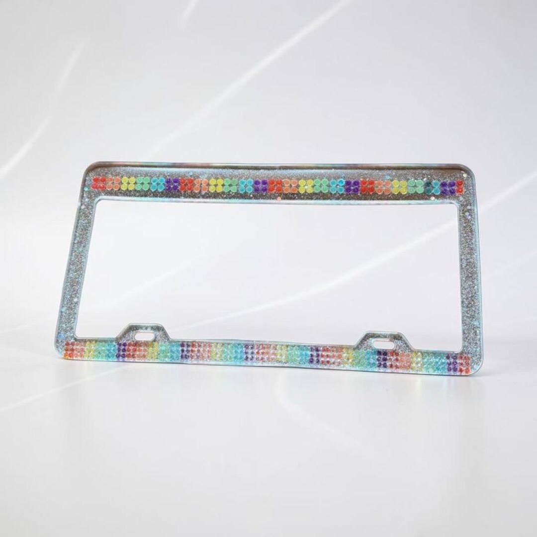 Custom Epoxy License Plate Frame Glitter Personalized Car Accessory Gay ...