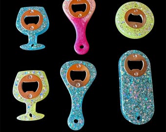 Handmade Epoxy Bottle Opener – Unique Resin Bar Tool – Gift for Him – Custom Bar Decor