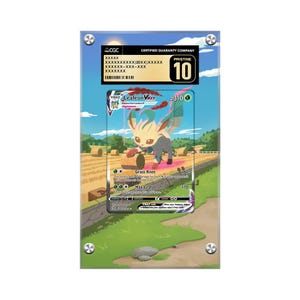 Estuche protector de cartas con ilustraciones de Pokémon CGC extendidas de Leafeon VMAX 205/203