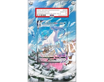 Vetrina espositiva con artwork PSA esteso di Ice Rider Calyrex VMAX 203/198 Pokémon