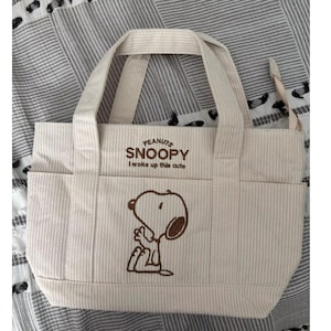 Sac à main Snoopy en velours côtelé, grande capacité, cadeau pour elle