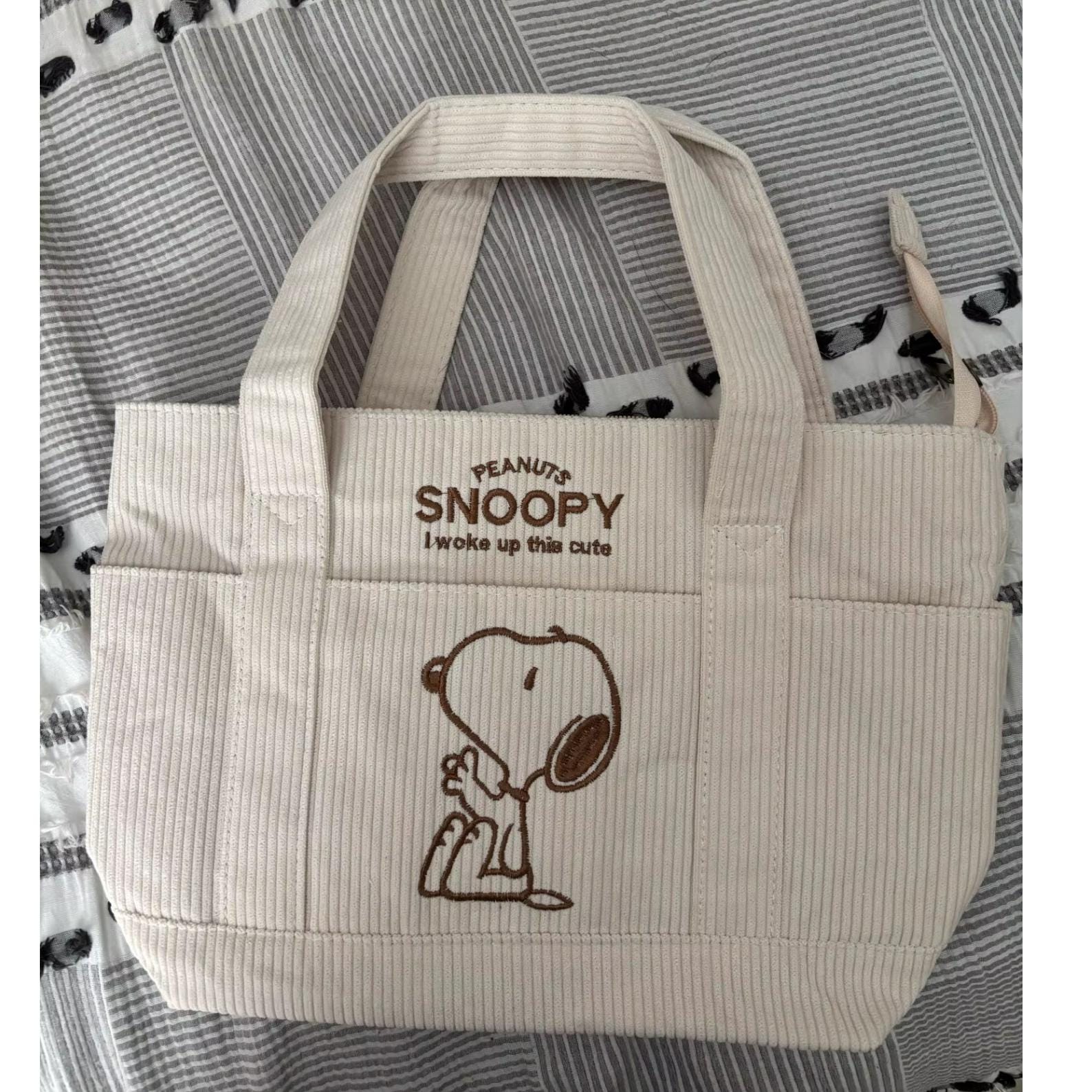 Snoopy Corduroy Handbag, Large Capacity Shoulder Bag, Gift for her