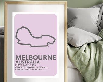 F1 Melbourne Australia Grand Prix Circuit, Formula 1 Australia GP Printable Poster, Melbourne GP Printable, F1 2025 Circuit Digital Download
