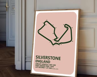 F1 Silverstone Grand Prix Circuit, Formula 1 Silverstone GP Printable Poster, Silverstone GP Printable Art, F1 Circuit Digital Poster