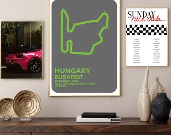 F1 Hungary Grand Prix Circuit, Formula 1 Budapest GP Printable Poster, Hungary GP Printable Art, F1 Budapest Circuit Digital Poster