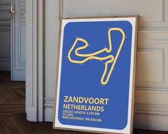F1 Zandvoort Grand Prix Circuit, Formula 1 Netherlands GP Printable Poster, Zandvoort GP Printable Art, F1 Zandvoort Circuit Digital Poster
