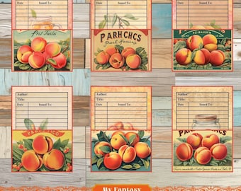 Peach Library Pocket Cards, Printable Ephemera (Digital Download)