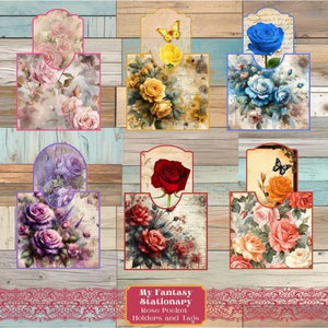Red Roses Junk Journal Pages – Vintage Floral Printable