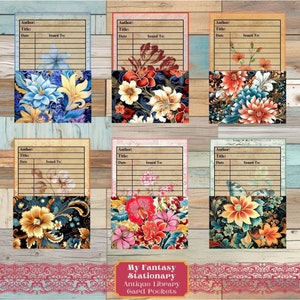 Library Pockets & Cards, Loaded Pocket Tags, Ephemera, Junk Journal Pockets, Embellishments, Pocket Printable Inserts, Digital Download