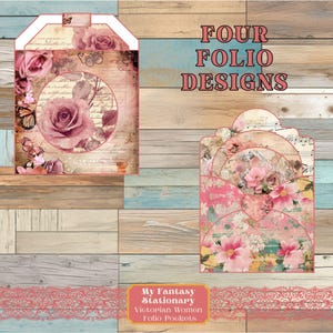 Victorian Women Junk Journal Pockets, Printable Ephemera & Pockets, Mix and Match Pockets, Floral Pockets, Printable Ephemera, Loaded Tags