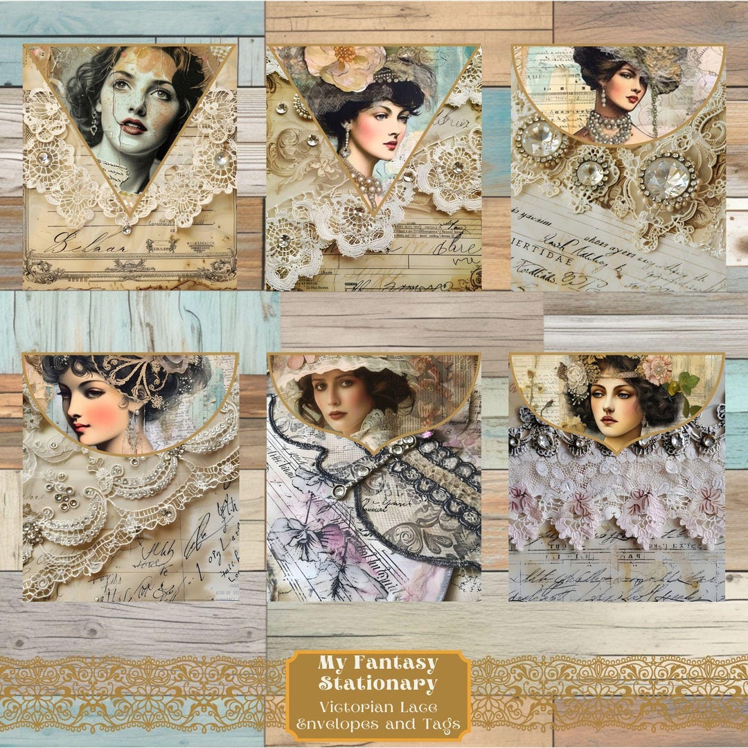 Vintage Lace Junk Journal Tags & Mini Envelopes, Printable Ephemera ...