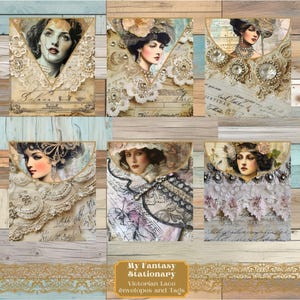 Vintage Lace Junk Journal Tags & Mini Envelopes, Vintage Ephemera, Printable Paper Craft, Junk Journal Kit Extras, Scrapbook Embellishments