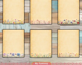 Afdrukbaar briefpapier met wilde bloemen, briefpapier (pdf-bestanden)