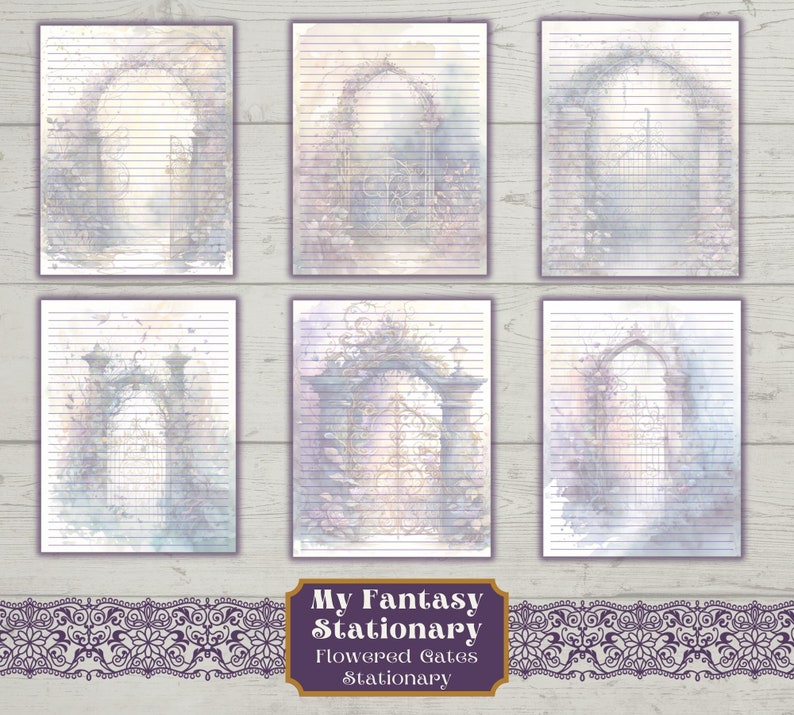 Printable Stationary, Gothic Flowered Gates Stationery, Gift for Her ...