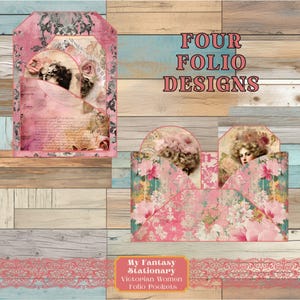 Victorian Women Junk Journal Pockets, Folio Kit, Printable Ephemera & Pockets, Mix and Match Pockets, Printable Ephemera, Loaded Tags