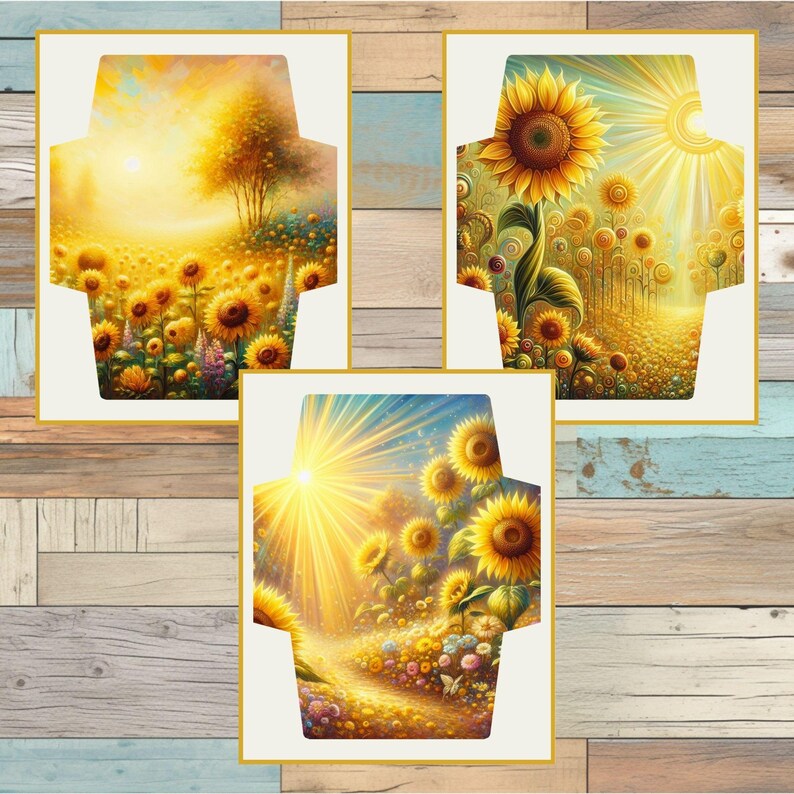 Sunflower Garden Printable Envelopes, Gift for Her, Floral Stationery ...