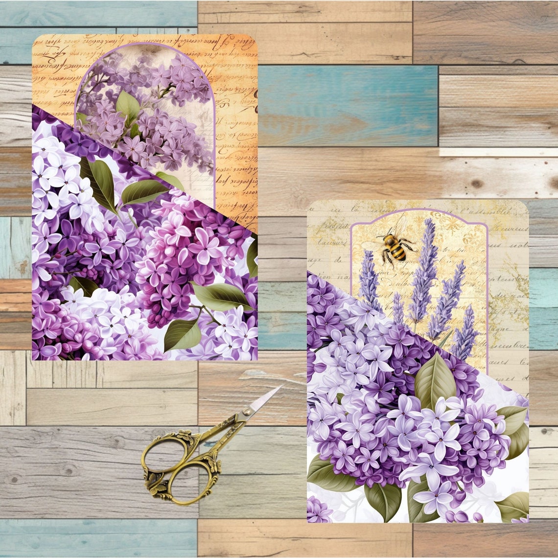 Lilac Flash Card.pdf Lilac Junk Journal Printable Pockets and Tags (PDF) - Etsy