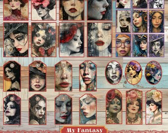 Éphémères vintage pour femmes, cartes et étiquettes pour journal indésirable (imprimables)