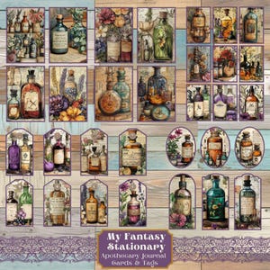 Apothecary Junk Journal Ephemera Cards and Tags, Printable Ephemera, Paper Crafts, Junk Journal Embellishments, Scrapbook Essentials