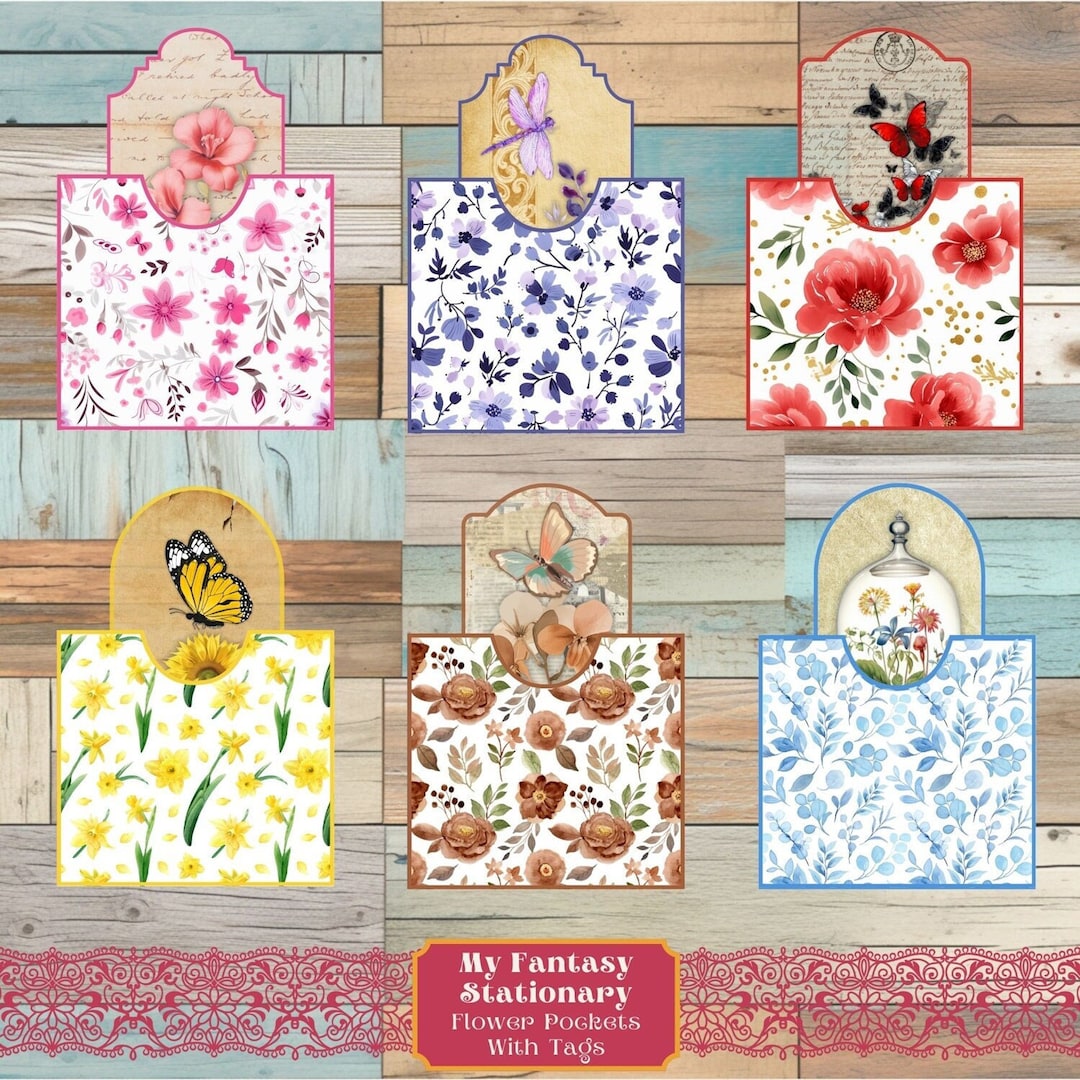 Junk Journal Pockets and Tags, Floral Ephemera (printable) - Etsy