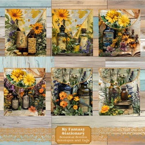 Botanical Bottles Junk Journal Tags & Mini Envelope, Vintage Ephemera, Printable Paper Craft, Junk Journal Extras, Scrapbook Embellishment