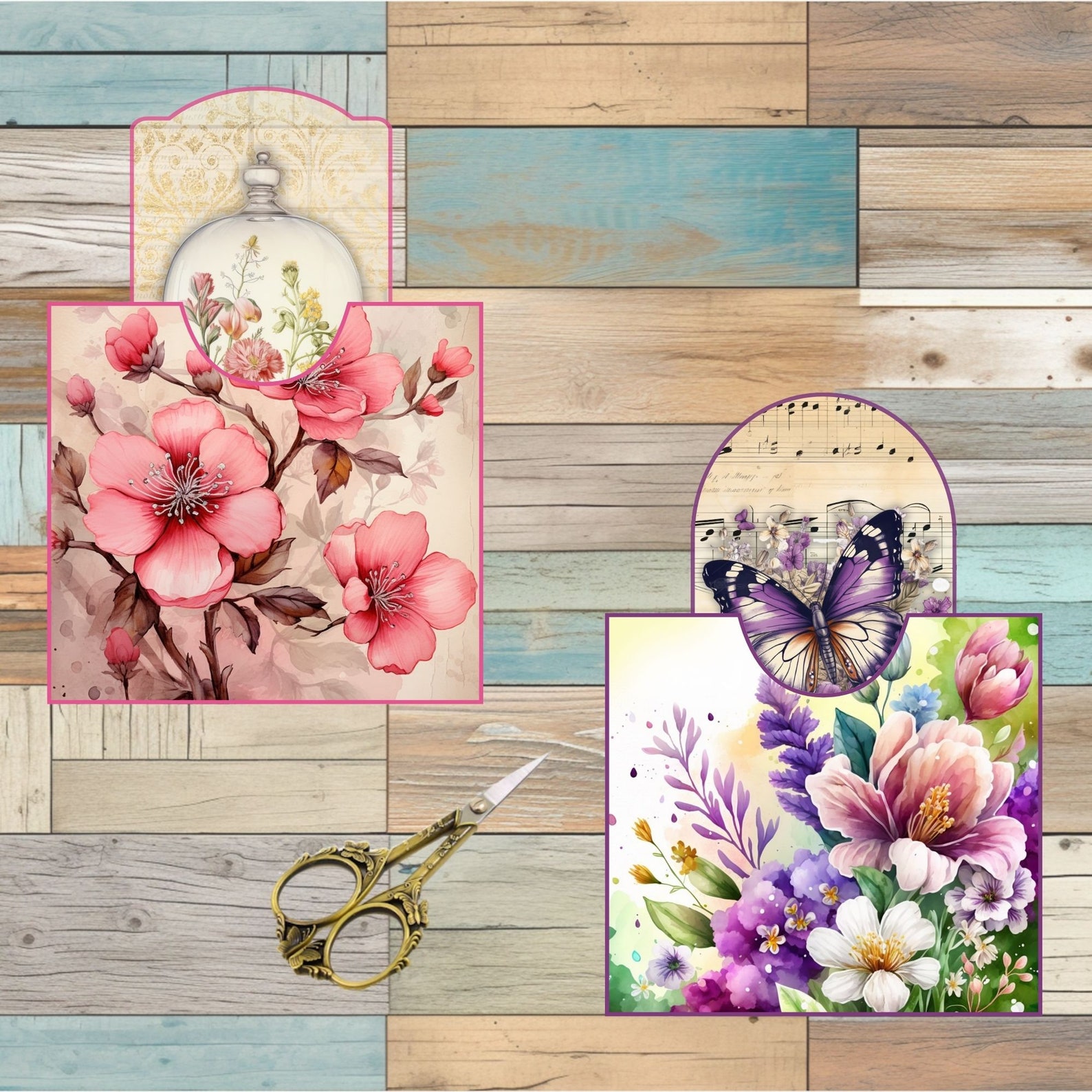 Printable Pockets and Tags, Junk Journal Ephemera, Loaded Pocket Tags, Printable Ephemera ...