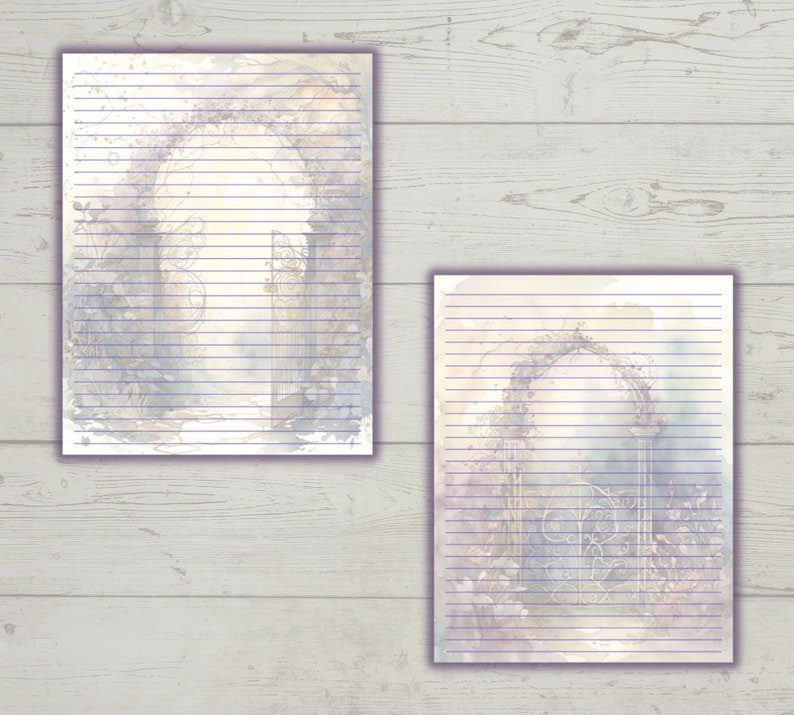 Printable Stationary, Gothic Flowered Gates Stationery, Gift for Her ...
