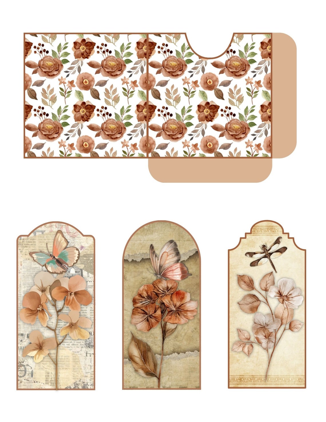 Junk Journal Pockets and Tags, Floral Ephemera (printable) - Etsy