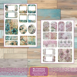 Victorian Lace Junk Journal Ephemera, Printable Ephemera, Ephemera Cards, Printable Paper Craft, Scrapbook Embellishments, Vintage Ephemera