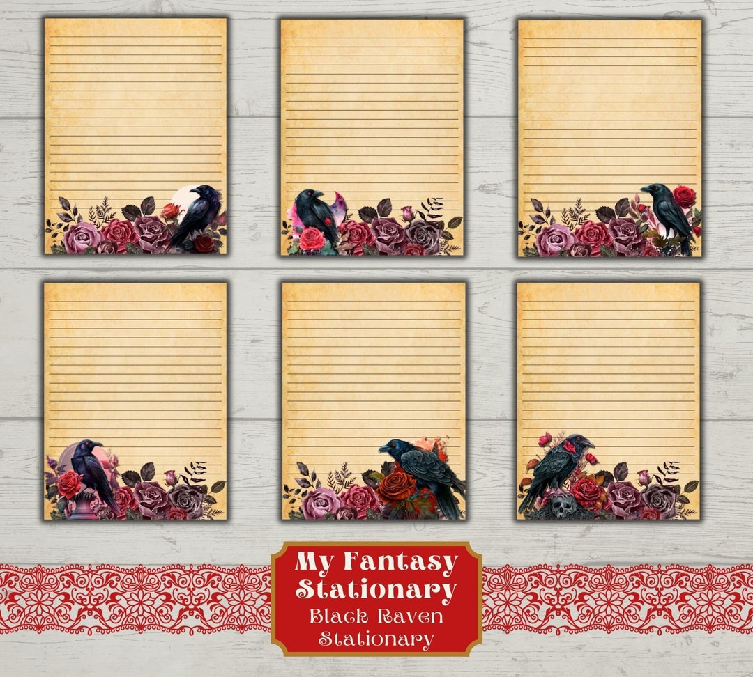 Printable Stationary Gothic Writing Paper Black Raven - Etsy