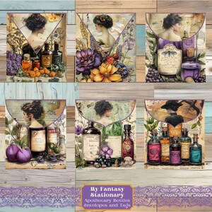 Apothecary Junk Journal Tags & Mini Envelopes, Vintage Ephemera, Printable Paper Craft, Junk Journal Kit Extras, Scrapbook Embellishments