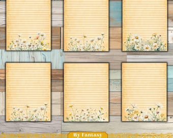 Yellow Daisy Printable Stationery, Letter Writing Paper (PDF)
