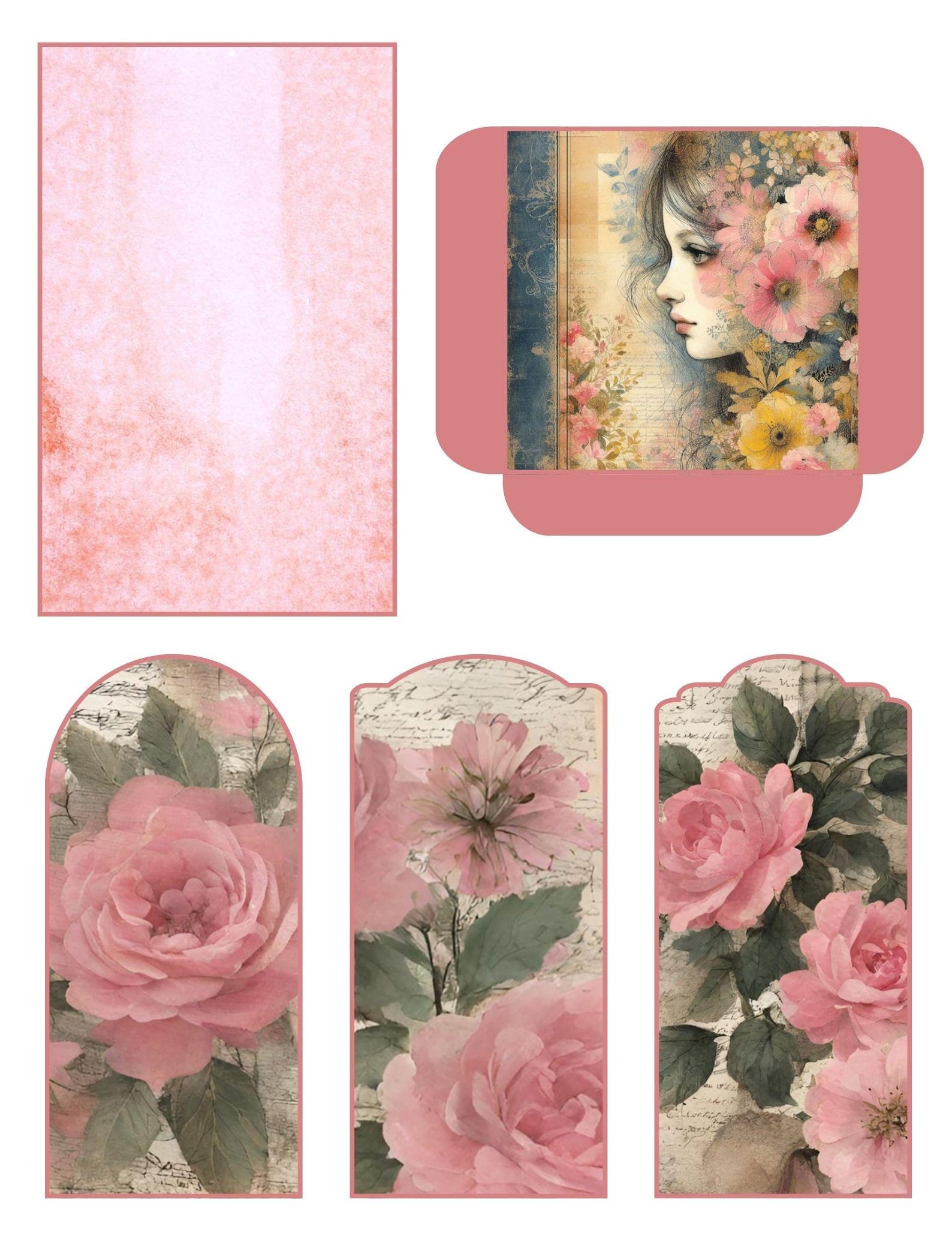 Vintage Girls Printable Pockets and Tags, Junk Journal Ephemera, Loaded Pocket Tag, Printable ...