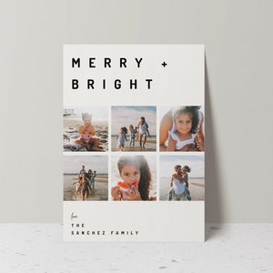 Minimal and modern christmas photo card layout, holiday card template for canva, black and white, modern christmas card