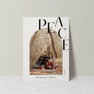 CARTE DE NOL PHOTO numérique Paix avec arche de photos, modèle Canva, carte de vœux imprimable, lettre de Noël, modèle modifiable personnalisable