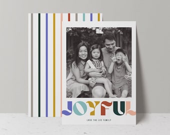 CARTÃO DE NATAL COM FOTO DIGITAL Cartão Retro Alegre, Modelo Canva, Cartão de Natal para Imprimir, Carta de Natal, Modelo Editável Personalizável