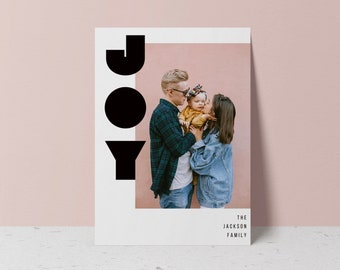 CARTÃO DE NATAL COM FOTO DIGITAL Big Joy Holiday, Modelo Canva, Cartão de Natal para impressão, Carta de Natal, Modelo editável personalizável