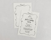 Ribbon Bow Minimal Invitation Template, DIY Party Invitation, Hand-drawn Ribbon, Minimalistic Aesthetic Holiday Editable Invitation Canva