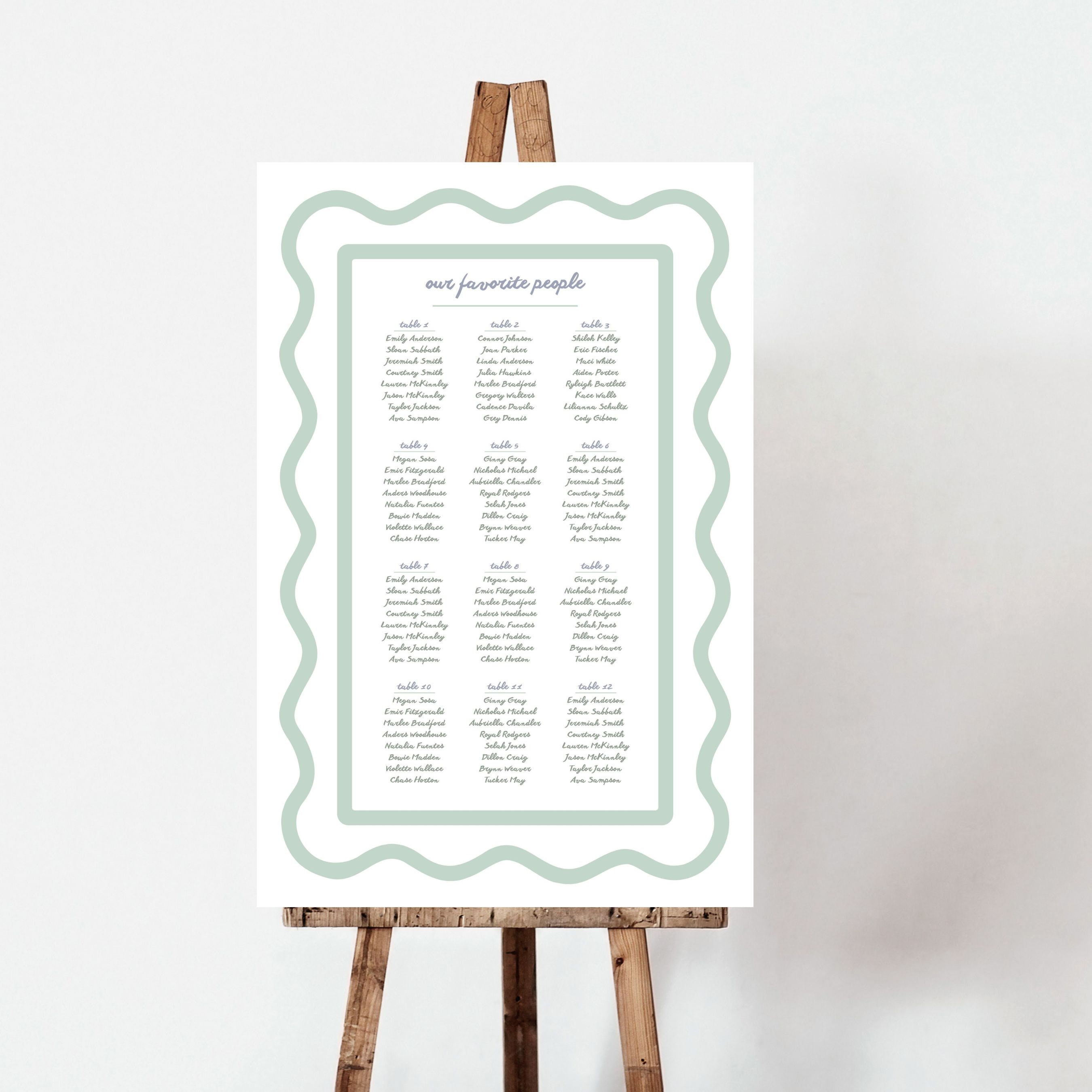 SEATING CHART Reception Signage Simple Waves Border Printable - Etsy