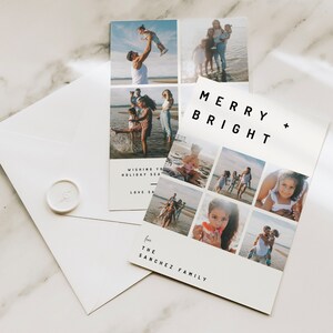 Minimal and modern christmas photo card layout, holiday card template for canva, black and white, modern christmas card