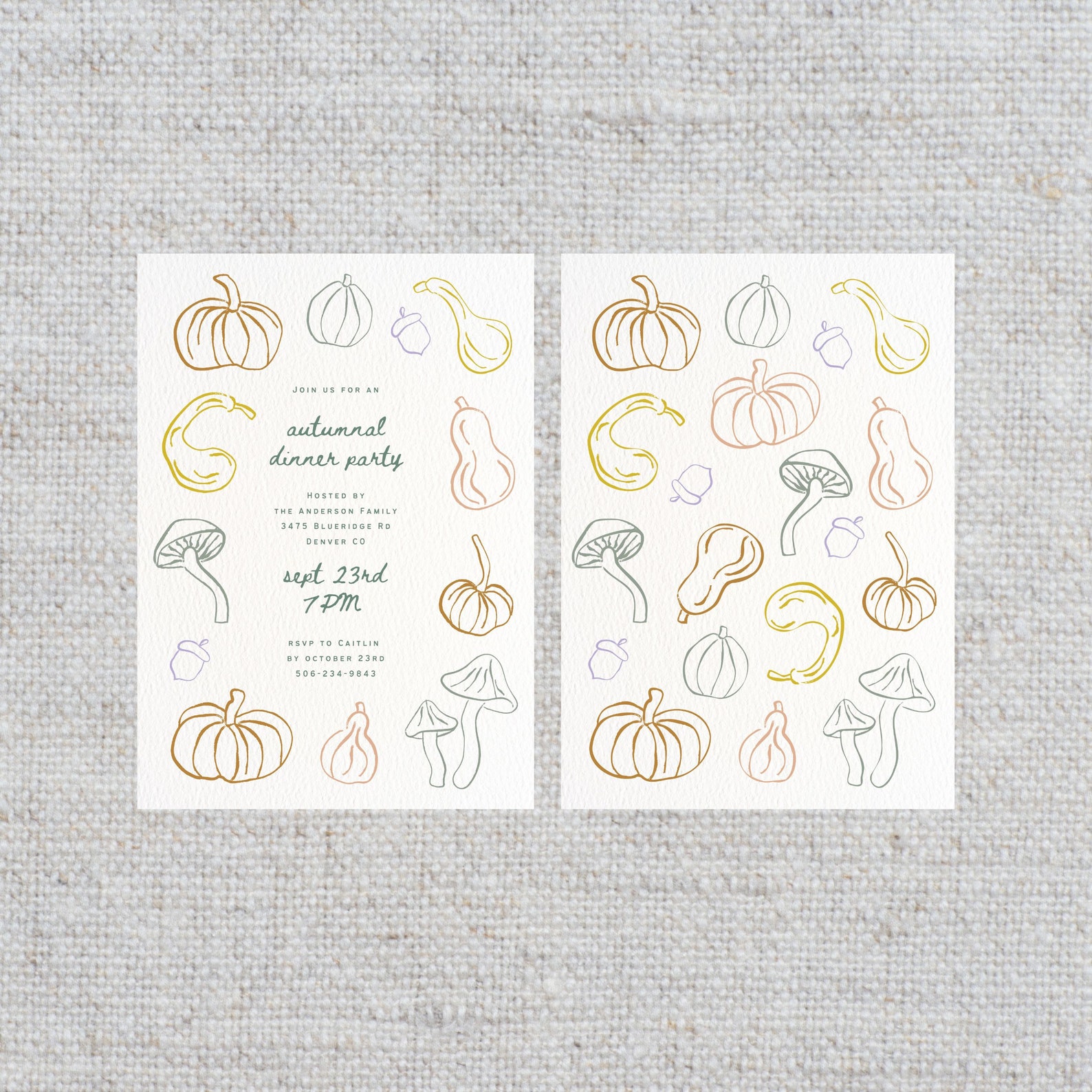 Friendsgiving Dinner Party Invitation, Pastel Pumpkin Gourds ...