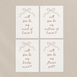 Cartões de proposta de borda de arco desenhados à mão para dama de honra e dama de honra, cartão Be My Bridesmaid, download digital para impressão, florista, Canva 5x7