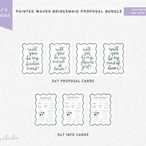 BRIDESMAID Proposal & INFO CARDS, Be My Bridesmaid Card, Digital Download Printable Wedding Stationery, Maid of Honor, Canva Template image 3