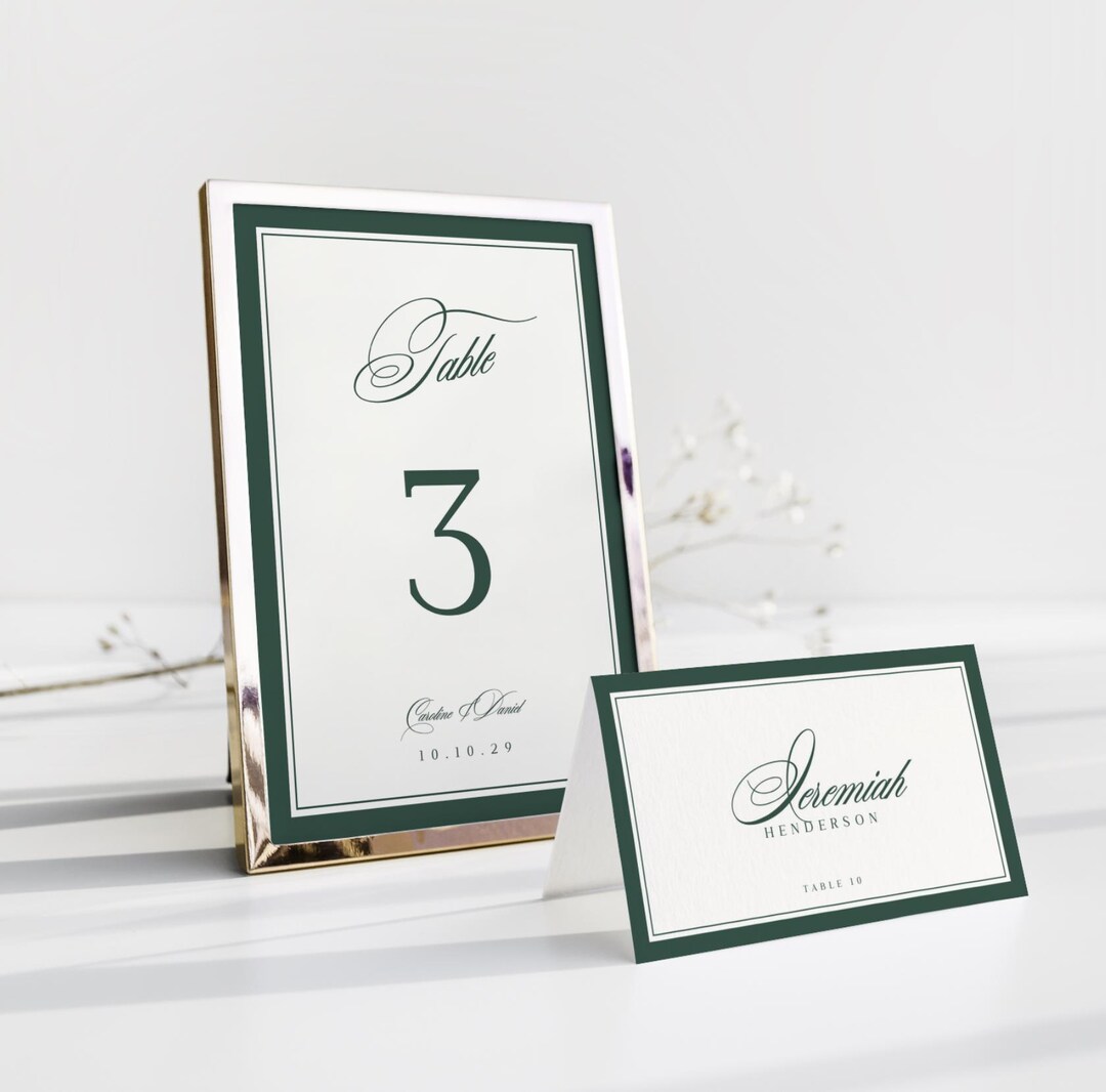 Formal Wedding Table Numbers: Line Frame Design, Canva Template ...