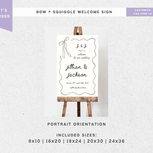 Welcome Party Sign Squiggle Bow Template, DIY Birthday Party Board, Reception Easel Sign, Welcome Sign, Printable Party Poster Canva image 3